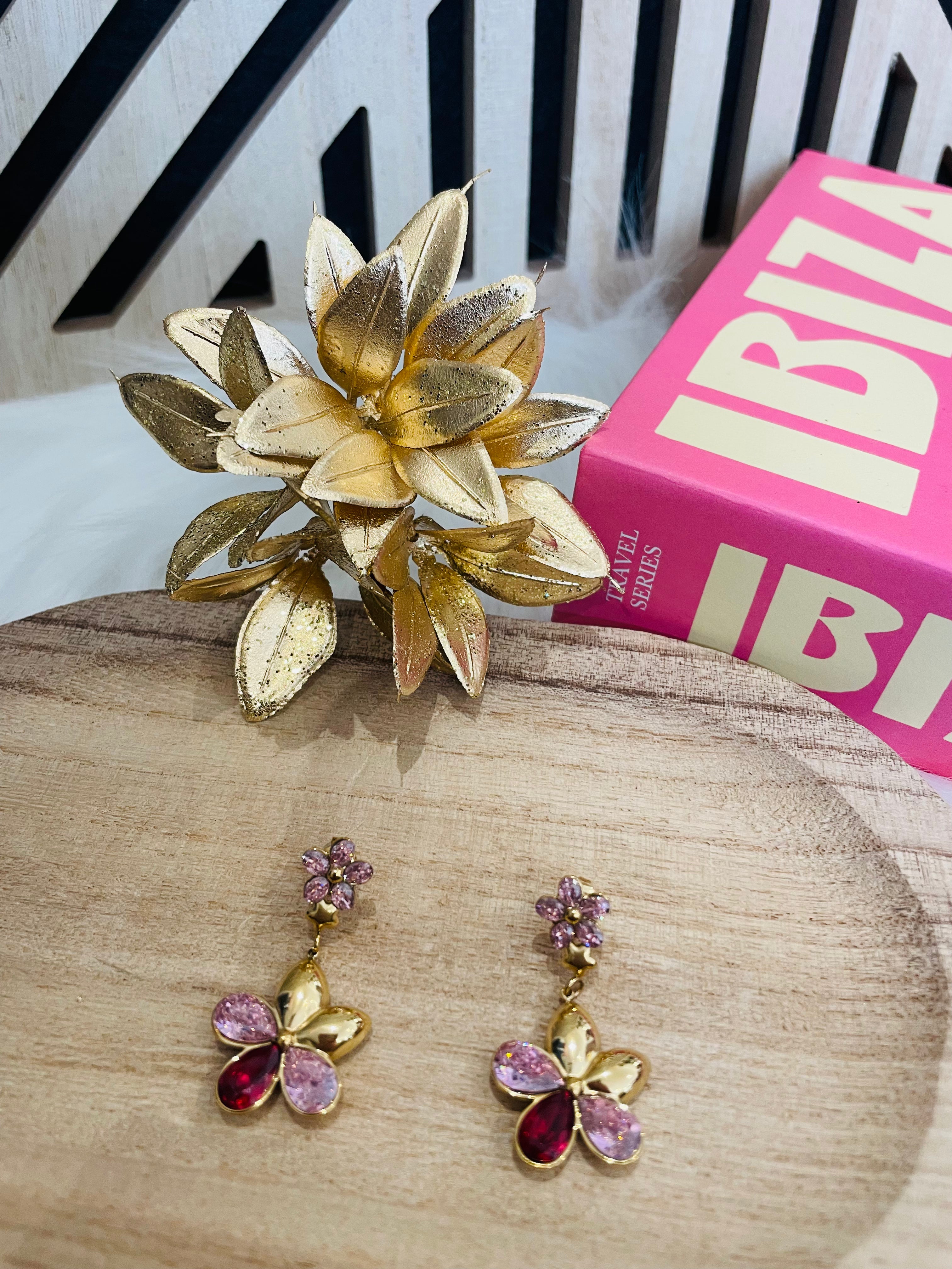 Boucles d'oreilles strass rose