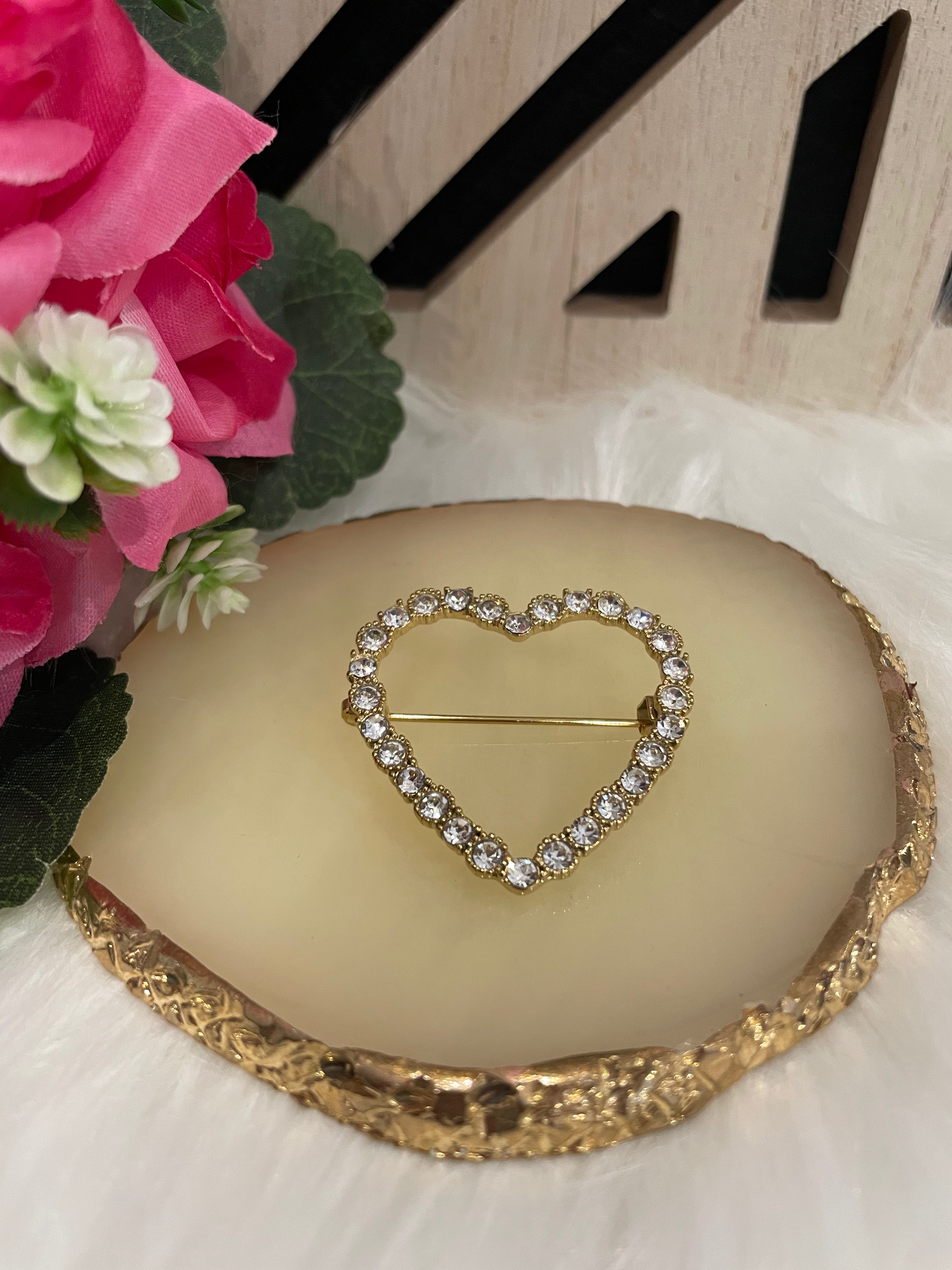 Broche coeur en strass