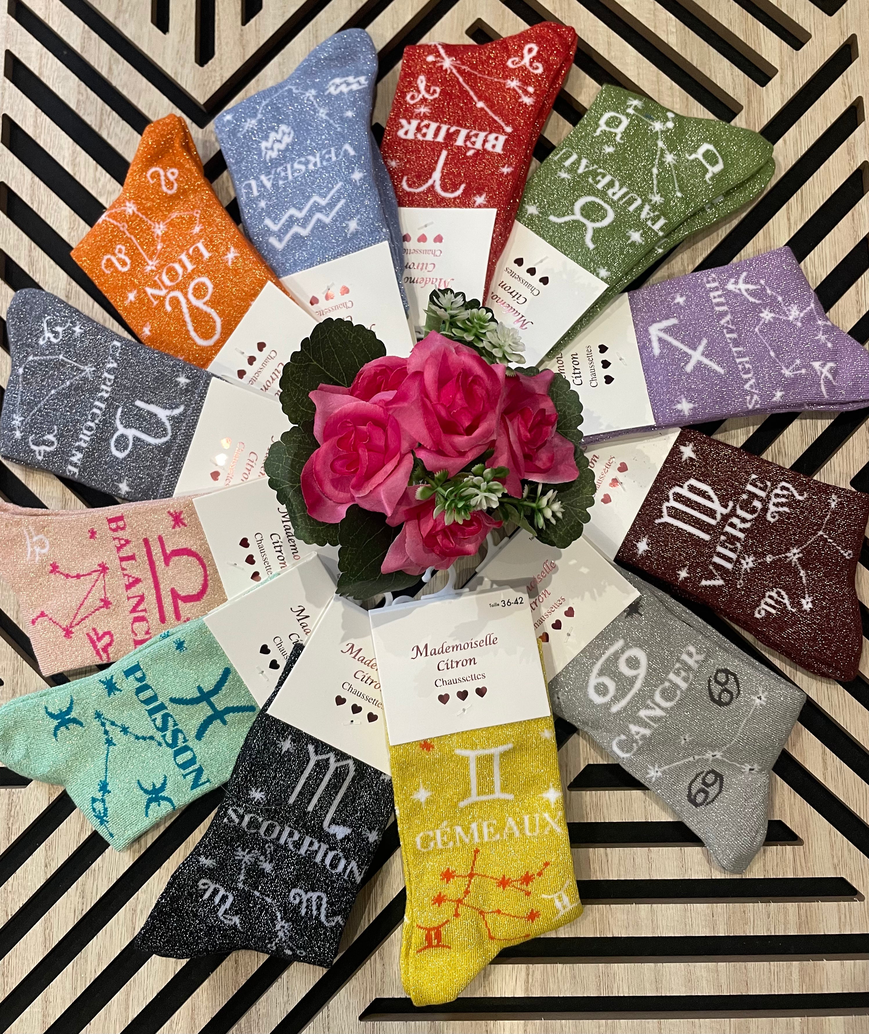 Chaussettes paillettes signe astrologique
